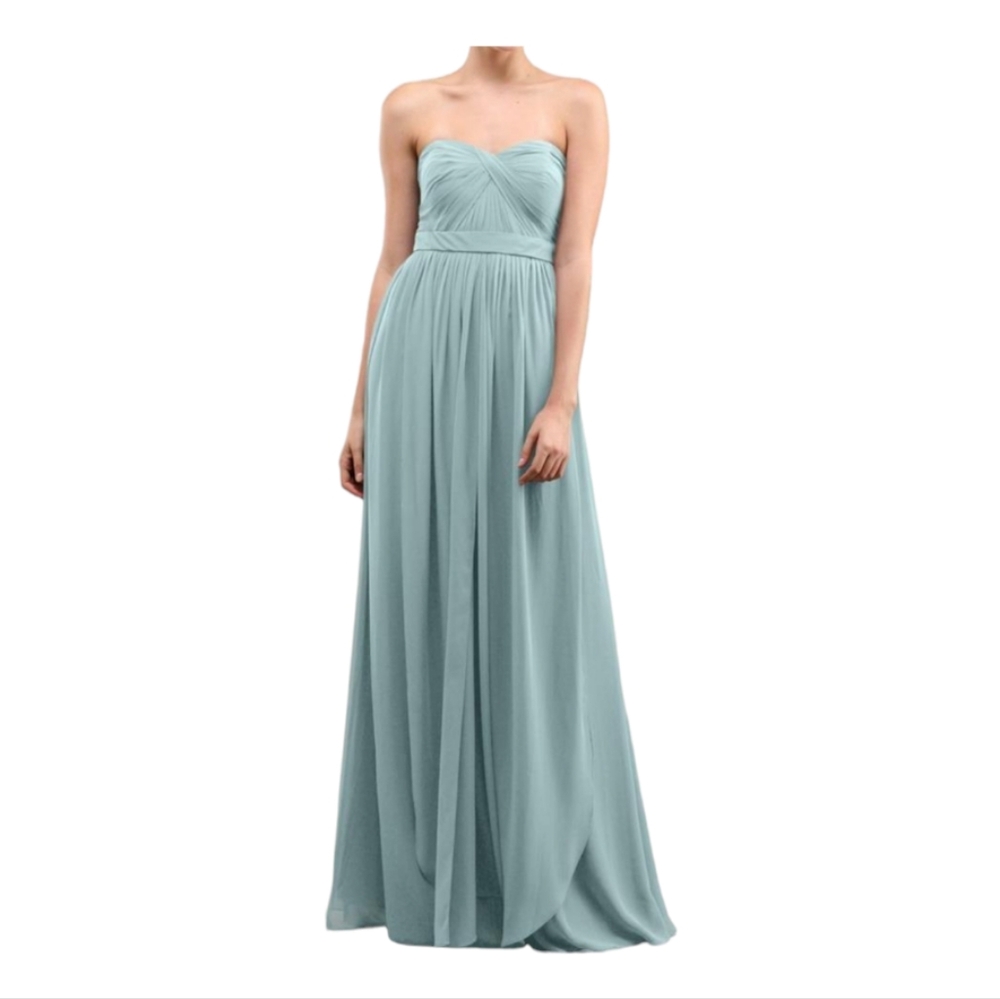 Jenny Yoo Strapless Maxi Dress in Light Blue